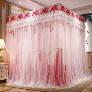 家用床帘床幔三开们落地不锈钢遮光蚊帐1.5m1.8m2m家 2021新款