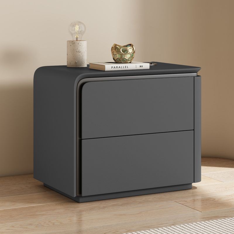 简约现代轻奢全实木皮质床头柜极简意式高级新款整装储物收纳柜