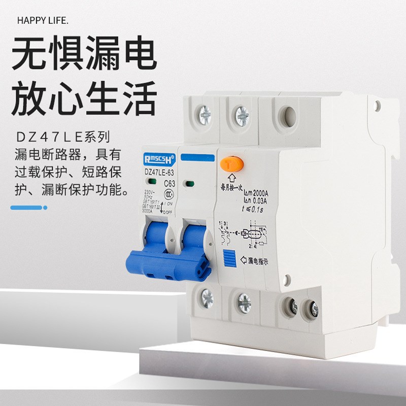 DZ47LE断路器 漏电空气开关 带漏电保护器 2P 6A-63A 工厂