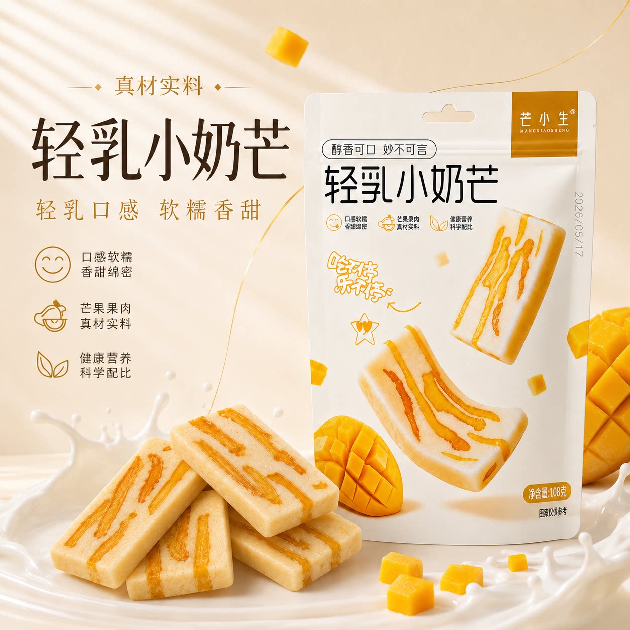 芒小生轻乳小奶芒芒果奶糕独立包装