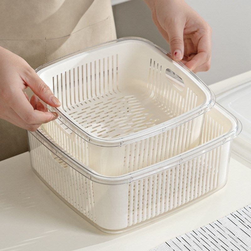 双层带盖沥水篮厨房洗菜盆洗菜篮子塑料加厚滤水菜篓水果盘果蔬篮,餐饮具,洗菜盆/沥水篮/漏水筛,淘宝优惠券,粉丝福利购,淘宝优惠卷