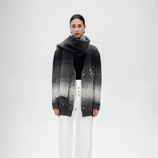 KAR PEISKOS卡珮施 25秋冬款男女款宽松针织毛衣V领开衫外套