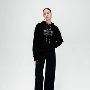 华夫格宽松设计感刺绣连帽卫衣 25秋冬情侣款 KAR PEISKOS卡珮施