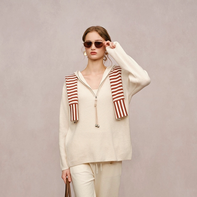 连帽针织毛衫慵懒感毛衣