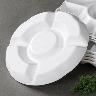 小吃拼盘餐具密胺盘子五格卤水摆盘仿瓷分格菜盘水果盘塑料小吃盘