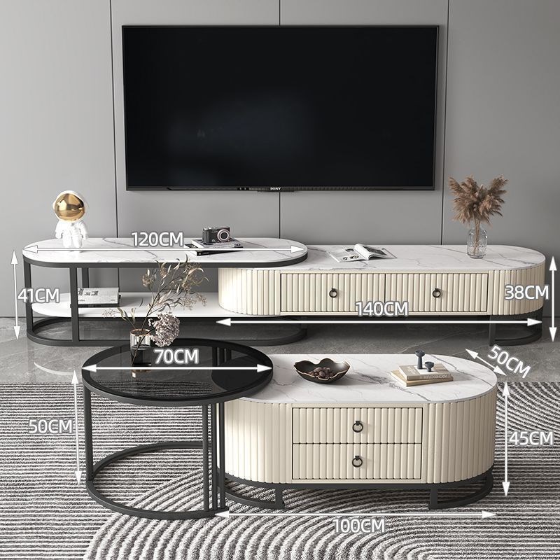 岩板茶几家用客厅小户型轻奢岩板茶几电视柜组合抽屉款简约茶桌