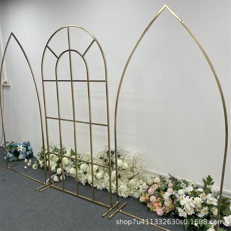 婚庆铁艺架子尖形网格屏风组合拱门婚礼舞台布置背景装饰路引道具