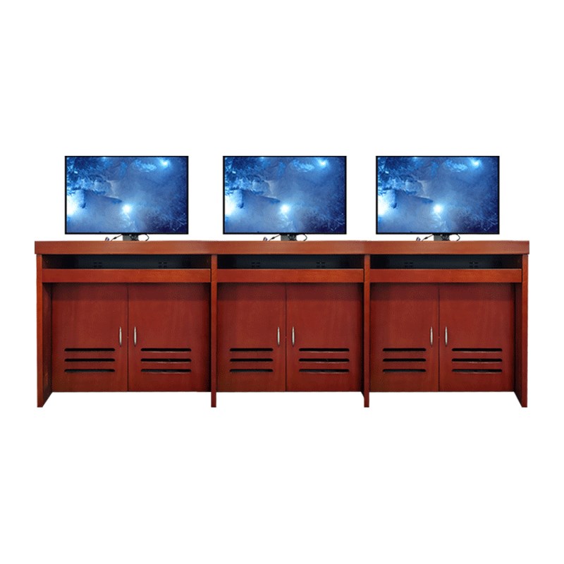 实木油漆升降电脑桌大型无纸化会议系统隐藏液晶显示屏升降支桌架