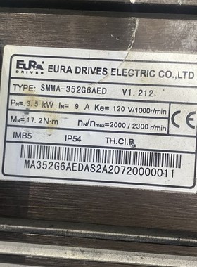 原装现货 EURA SMMA-352G6AEDK 欧瑞伺服电机 3.5KW