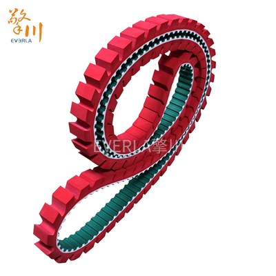 pu同步带加红胶 开斜槽加绿布耐磨齿形夹瓶机皮带输送带厂