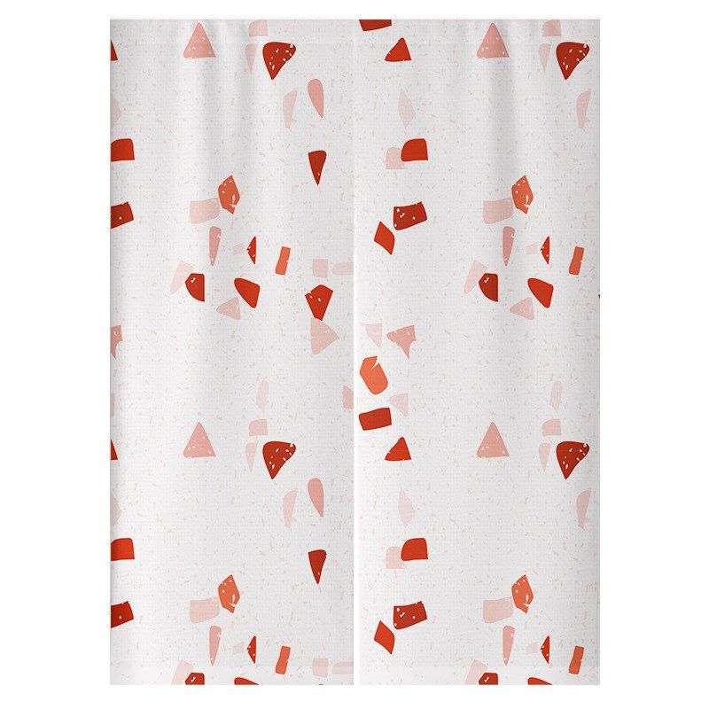 清新简约水磨石花纹半截帘装饰遮挡帘厨房卧室挂帘隔断免打孔门帘