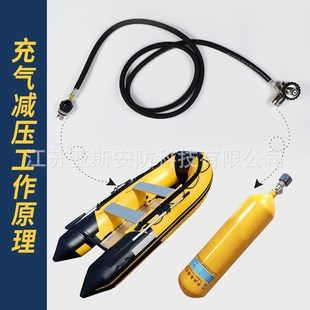 橡皮艇冲锋艇快速充气管减压气瓶充气总成6.8L气瓶带压力表救生筏