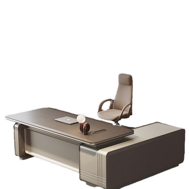 总裁办公桌椅组合主管经理大班台轻奢简约现代老板董事长金属烤漆