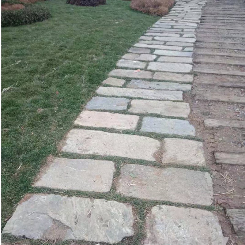 老石条铺路老石板景区踏步石庭院铺地石门槛石汀步古铺装旧石材