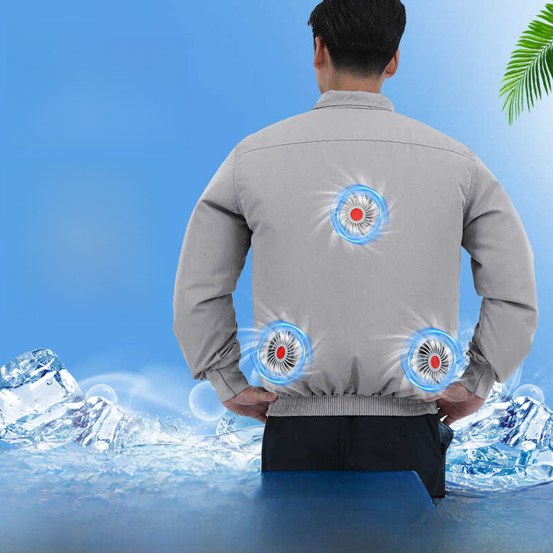 空调服带风扇制冷的男式夏装工作服女式短袖劳保施工现场工作服焊