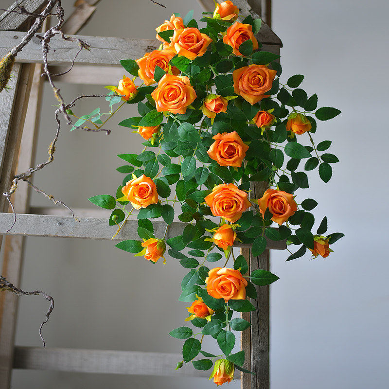 彷真玫瑰花墙面吊花假花
