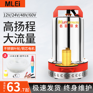 直流潜水泵12V24V48V60VA电瓶车电动车水泵小型灌溉农用家用抽水