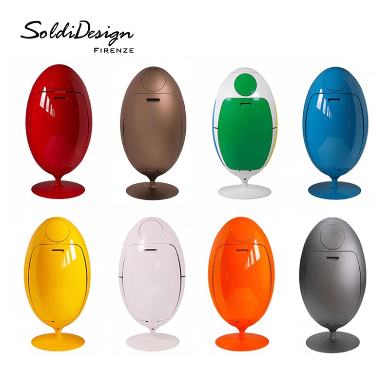 意大利原装进口Soldi Design创意J旋转恐龙蛋垃圾桶家用带盖大号