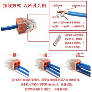 硬导线分线器 106六孔电线连接器快速接头电工接线端子 100只 PCT