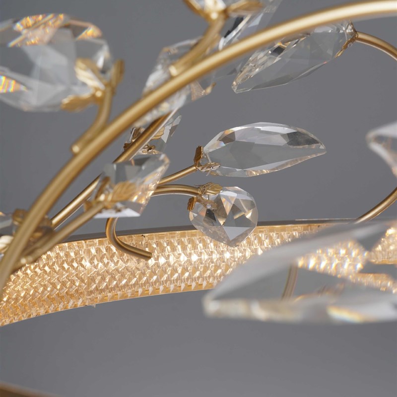 吊灯轻奢水晶简约现代吊灯客厅卧室梦幻水晶叶子创意吊灯