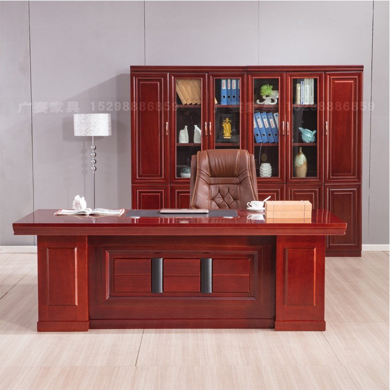 胡桃色2.0米办公老板桌2.8总裁经理电脑桌椅组合油漆办公桌