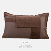 意式 轻奢抱枕酒店样板间靠枕棕咖色拼接腰枕别墅软装 沙发靠垫