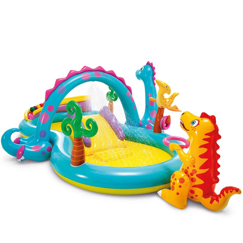 intex57135儿童充气游泳池滑梯加厚喷水池海洋球池家用宝宝戏水池