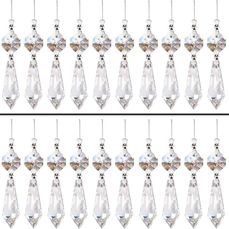 20PC水晶尖珠灯饰挂件透明泪滴水晶吊灯配件水晶灯吊坠
