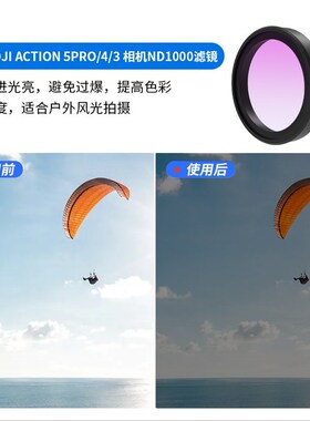 米丢适用DJIAction5pro/4/3运动相机黑柔CPL偏振鏡ND減光鏡