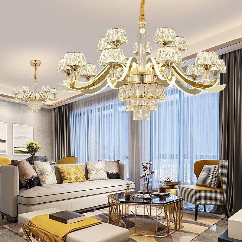 灯臂发光吊灯简欧客厅水晶轻奢餐厅卧室全屋灯具套餐组合三室两厅