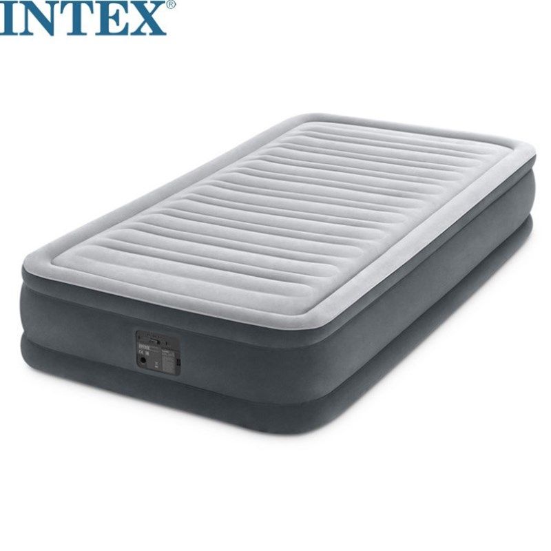 美国INTEX67770豪华内置电泵灰白双层加大线拉空气床植绒充气床垫