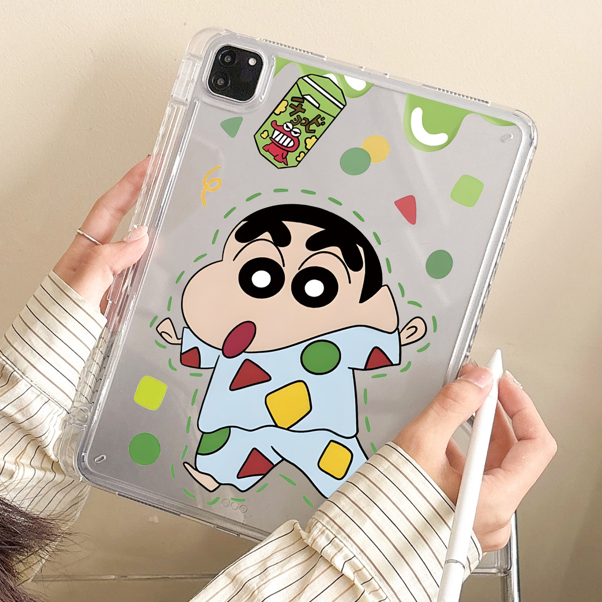 适用苹果平板ipad保护壳Air876Pro无盖亚克力10.9英寸第12十11九8七代带笔槽防弯防摔ipad平板保护套舞动小新