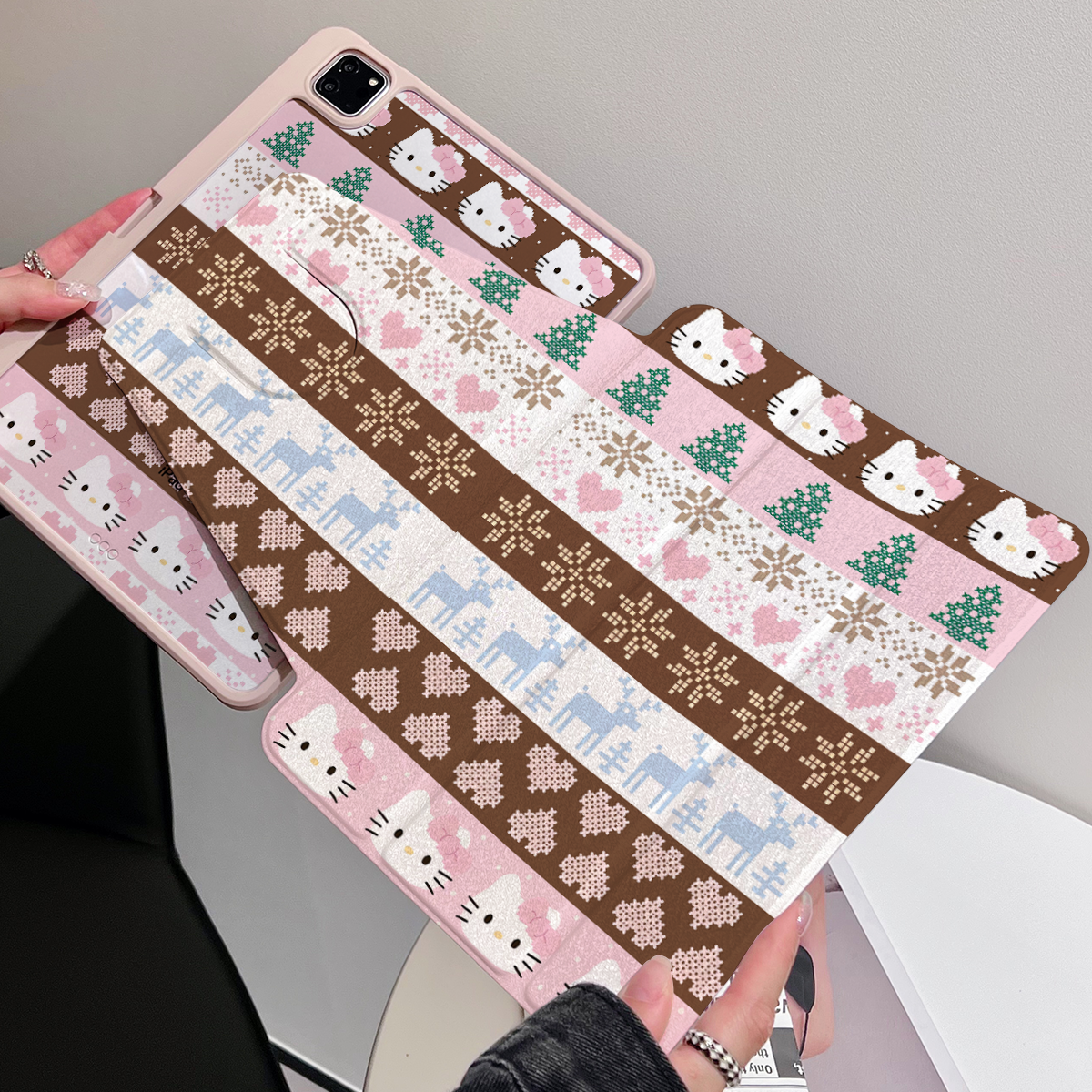 适用苹果ipad pro11保护套air平板带笔槽磁吸三折蚕丝纹全包翻盖式mini防弯防摔亚克力360度旋转iPad保护壳