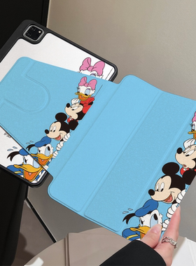 探头米奇360度旋转三折亚克力iPad保护壳适用苹果ipad pro11保护套带笔槽mini7磁吸翻盖全包防摔air567平板套