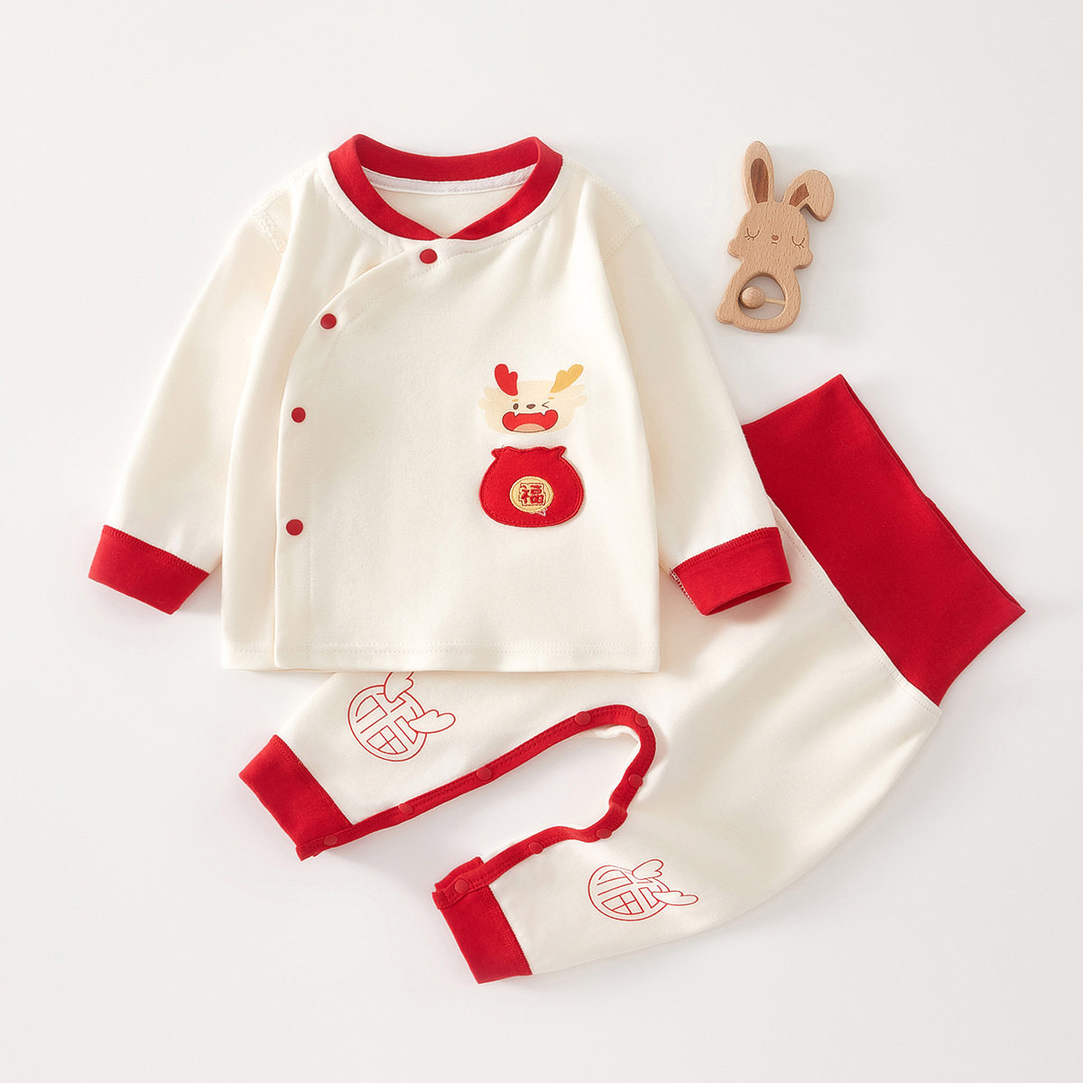 新生儿婴儿短袖衣服春秋薄款初生龙宝宝套装棉3一12月秋冬龙年IP