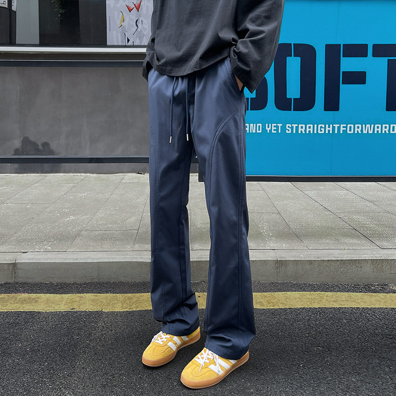 美式微喇裤子男款秋季斜切速干冲锋裤软壳防水风直筒显腿长休闲裤