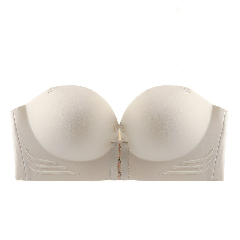 加厚6cm无肩带内衣女小胸聚拢防滑显大裹抹胸隐形无痕前扣文胸罩