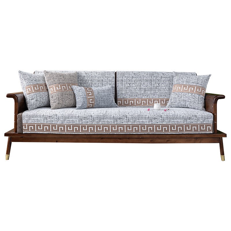 新中式沙发垫四季通用防滑高级感坐垫子2024新款雪尼尔套罩盖布巾