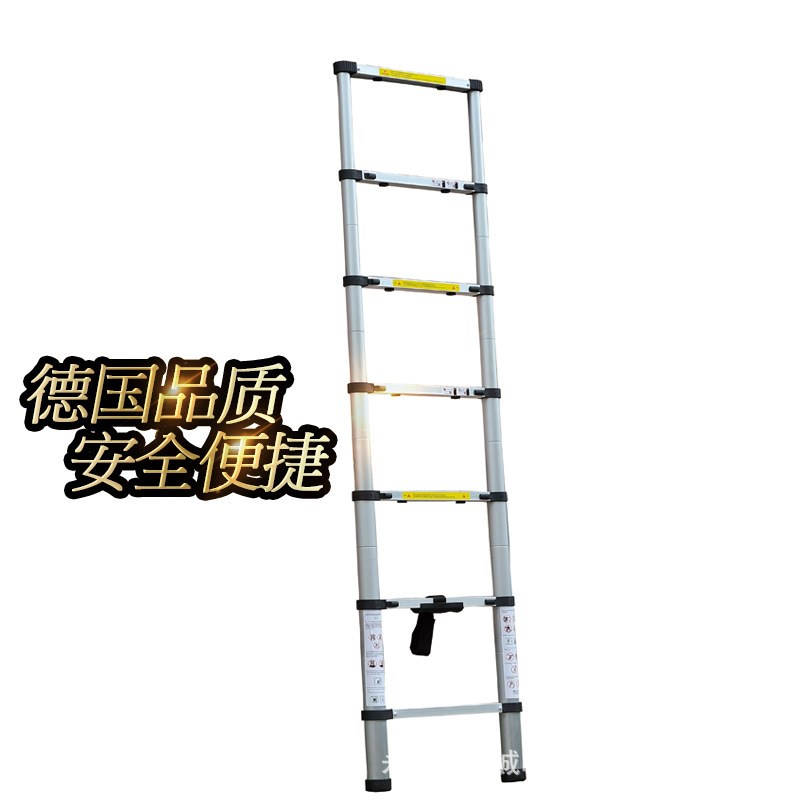 铝合金伸缩梯厂家供应3.8米加厚工程竹节梯单面收缩梯子人字梯