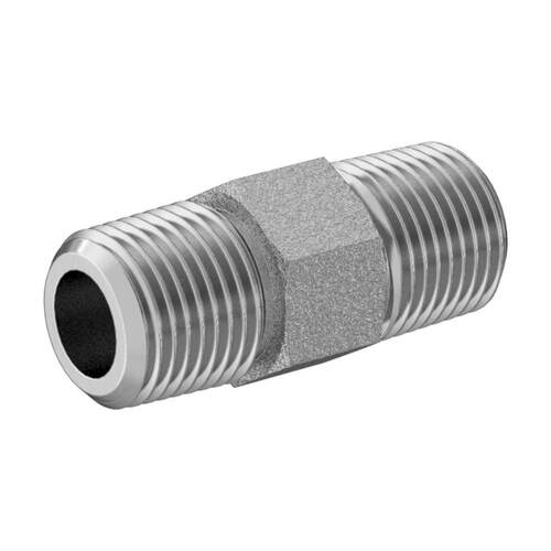 NPT Male × Metric Male耐极压碳钢六角外丝直通