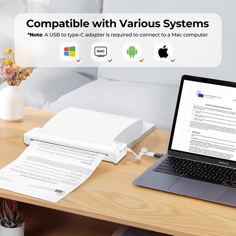 A4打印机高清迷你无墨水照片文档办公室家用打印机便携式热敏打印