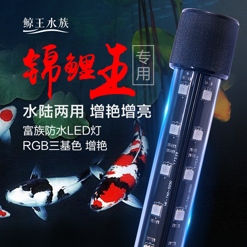 鱼池T8鱼缸灯增艳照明led灯潜水灯防水超亮三基色锦X鲤鱼专用灯管