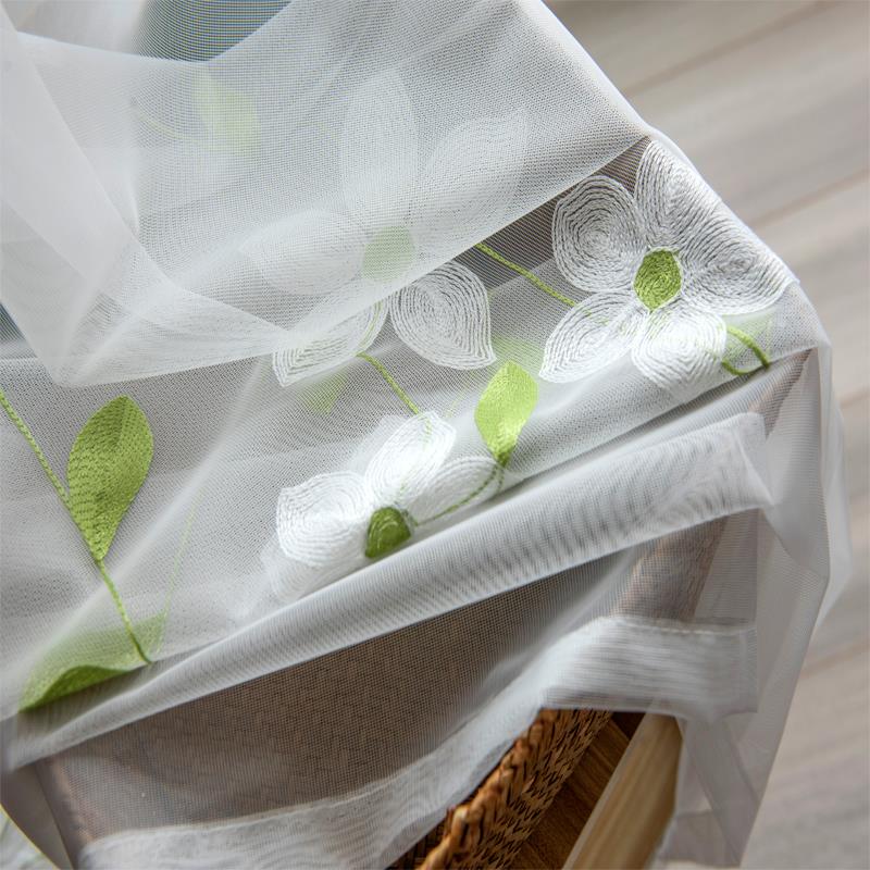 公主风绣花窗纱飘窗窗帘卧室阳台简约透光家用防晒纱帘田园小清新