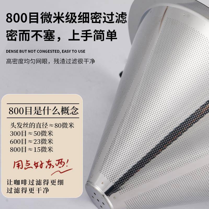 304不锈钢奶茶桶双耳茶叶锥形超细手冲咖啡漏斗网隔渣过滤网滤茶