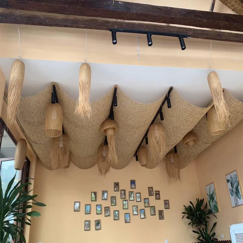 芦苇帘装饰复古草帘子隔断卷帘窗帘日式隔断门帘遮阳茶室遮光竹帘