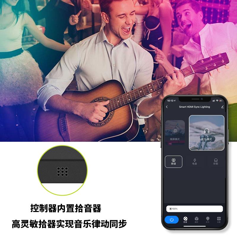 电视随屏同步氛围灯涂鸦APP智能电脑氛围背景led灯HDMI屏幕同步灯