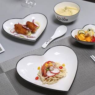 家用陶瓷菜盘勺泡面碗情侣款 碗套装 餐具可爱少女心吃饭情侣碗一对
