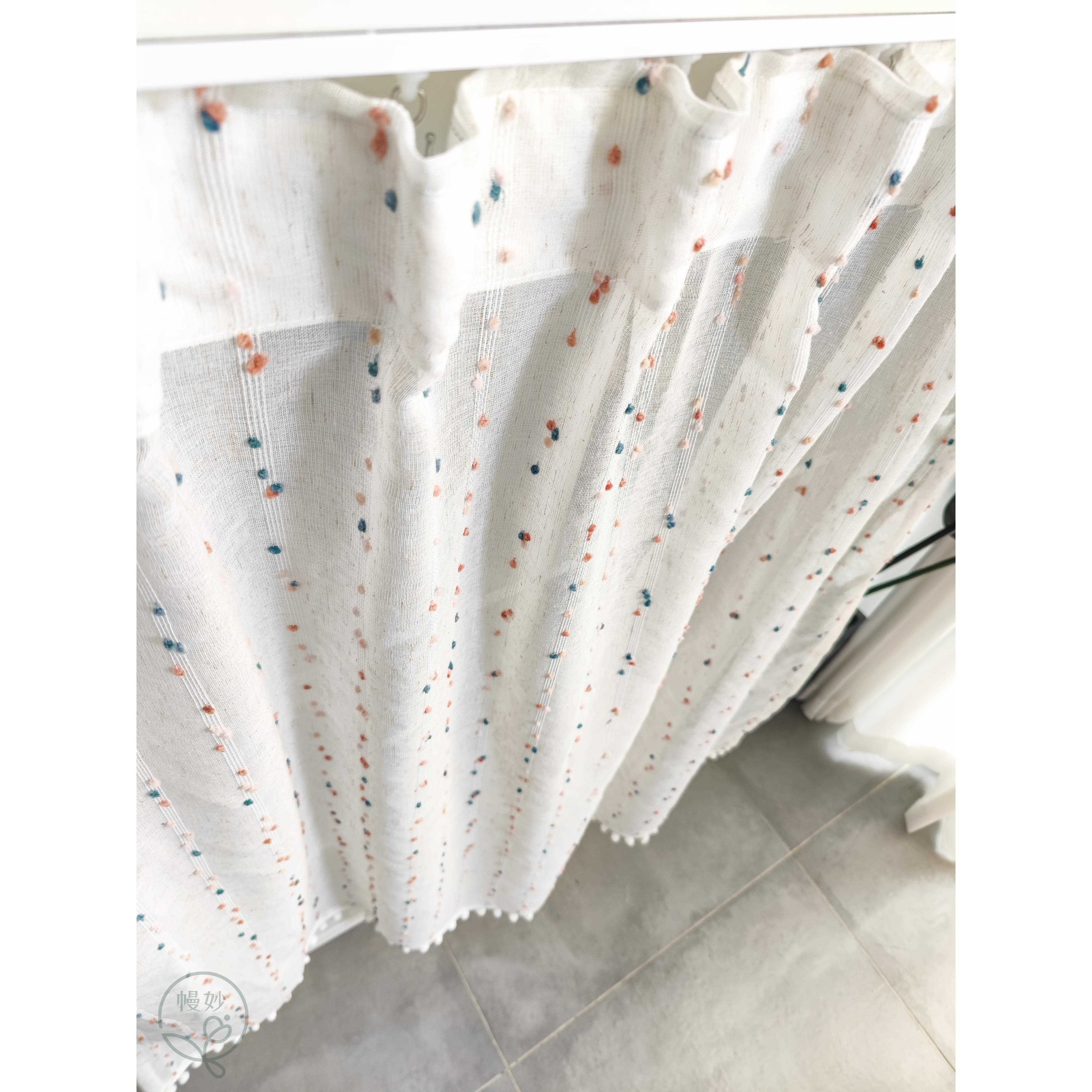 糖豆纱防尘窗帘衣柜鞋柜衣帽间杂物丑窗帘洗衣机无冲孔带轨遮阳伞