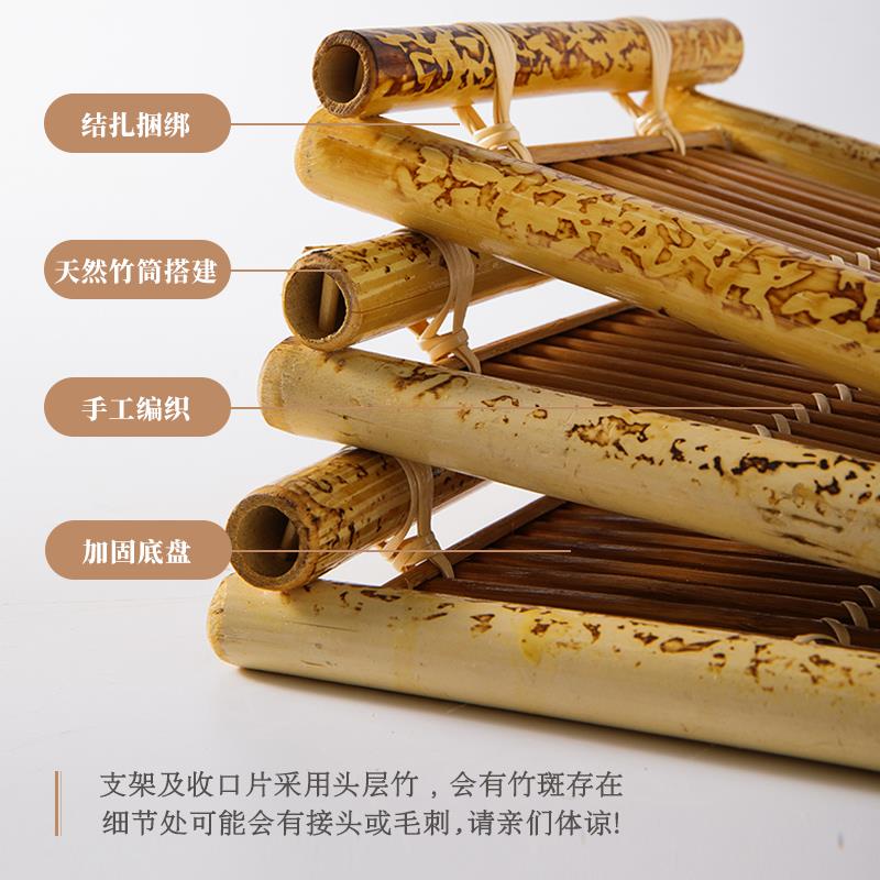 手工竹编托 托盘长方形竹木质酥肉盘子乳鸽盘酒店用家用中式创意