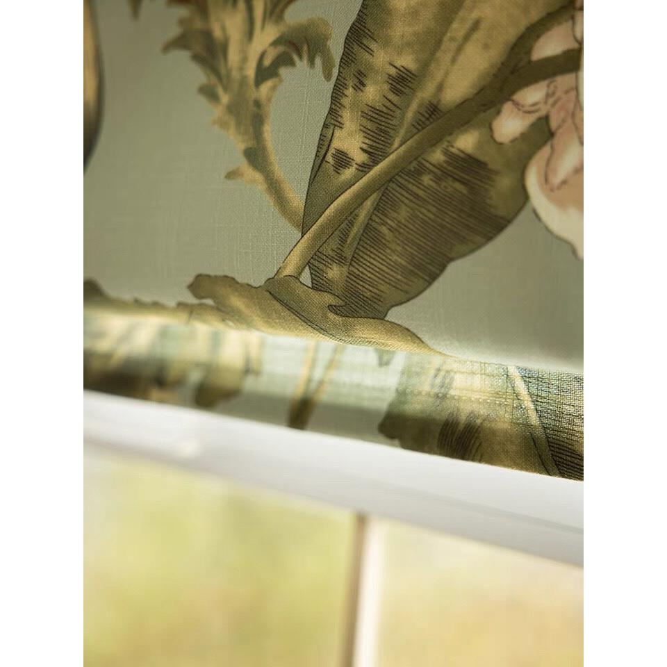 美式大花复古窗帘罗马帘卷帘遮光升降帘卧室飘窗亚麻 春意